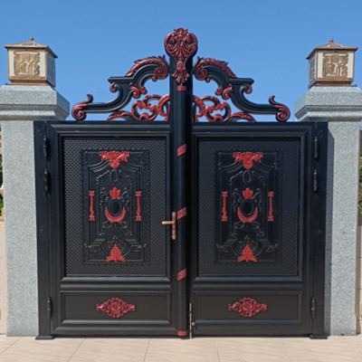 汕尾陆丰河西石头山别墅铝艺门安装项目